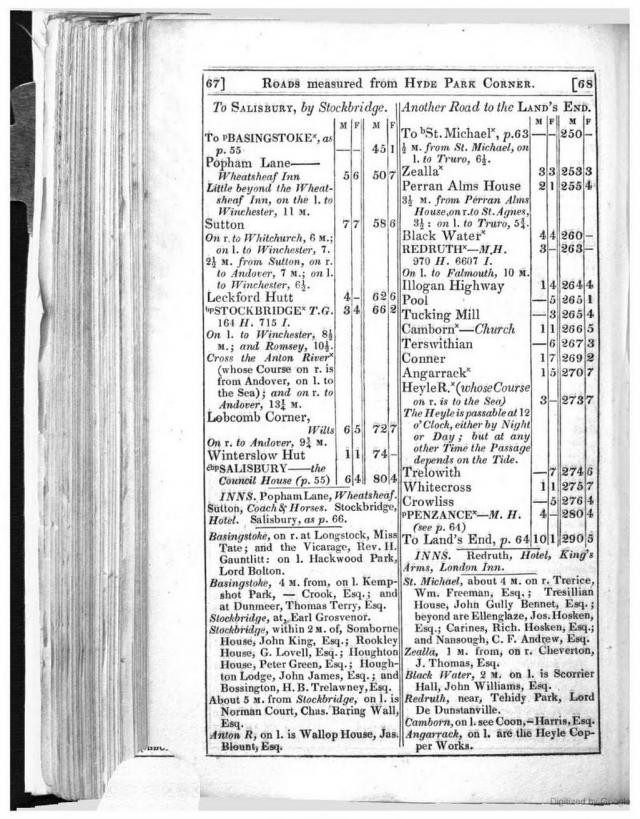 Angarrack | Cary's New Itinerary; or, an Accurate delineation of the great roads ...
